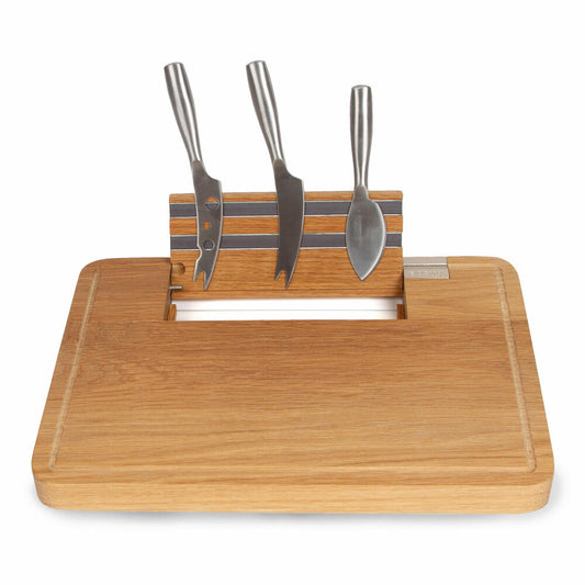 Boska Party Cheese Set, Board with Cheese Knives, Cheese Cutter, Stainless Steel, Oak Wood, Brown, 34 x 25 cm, 320083