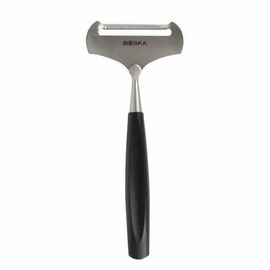 Boska soft cheese slicer Milano+, cheese cutter, cheese grater, stainless steel, smoked beech wood, black, 18 cm, 307416
