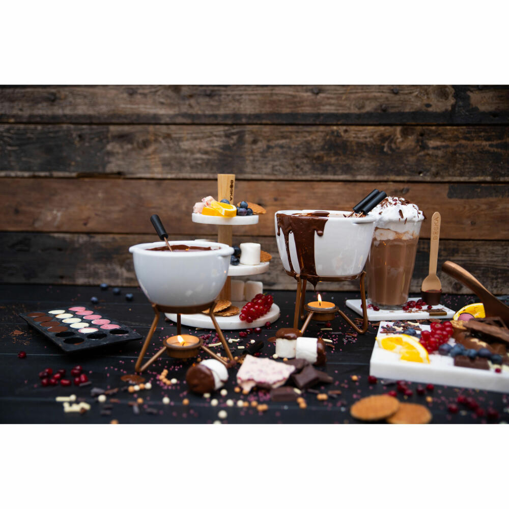 Boska Choco Fondue petit Marie, Schokoladenfondue, Fondue-Set, Fonduetopf, Keramik, Kunststoff, Edelstahl, Weiß, 250 ml, 320402