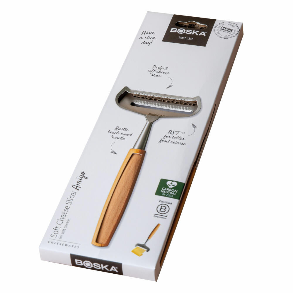 Boska Weichkäsehobel Amigo, Käseschneider, Edelstahl, Buchenholz, Braun, 17.5 cm, 306912