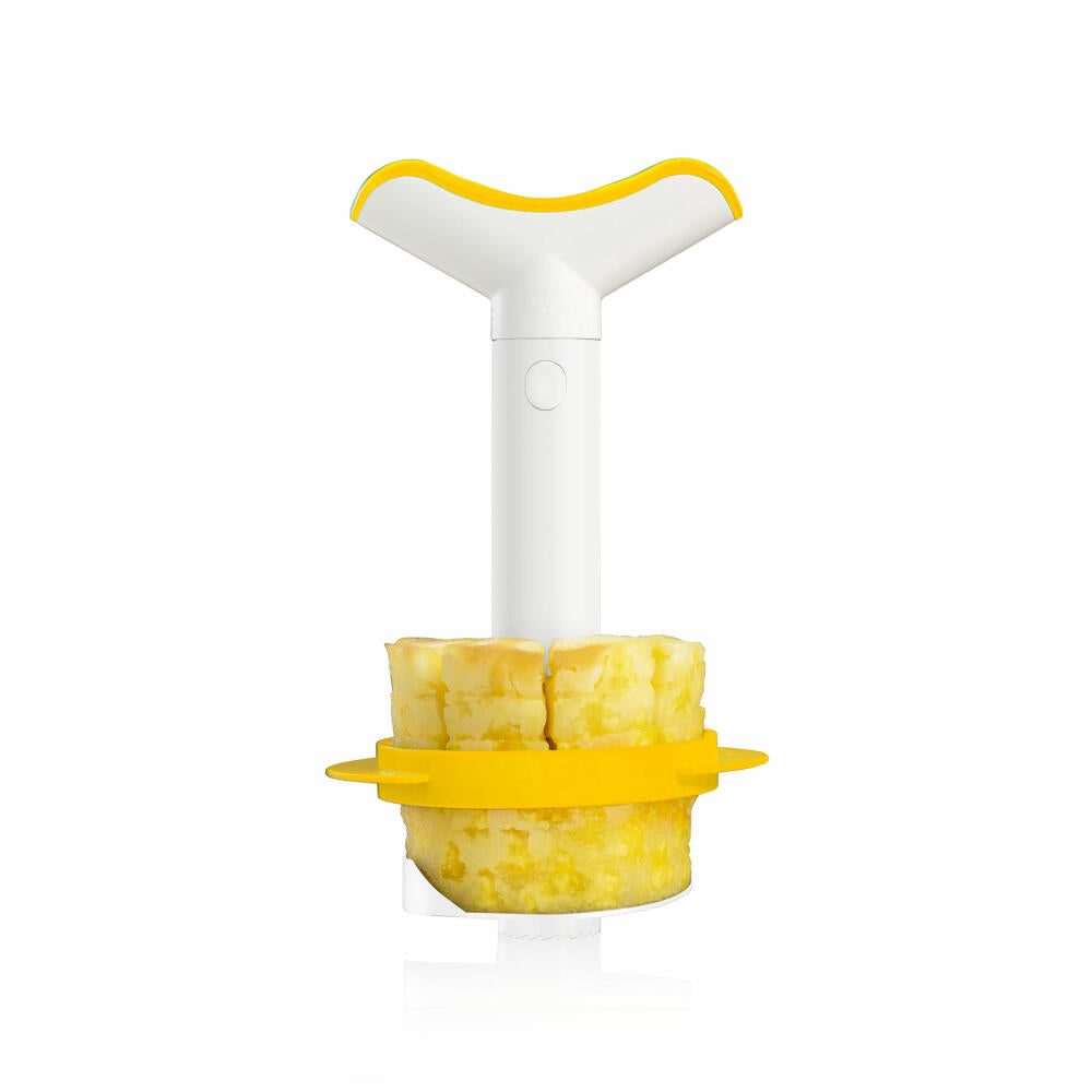 Vacu Vin Ananasschneider und -Teiler, Ananas Schneider, Ananasteiler, Ananasentkerner, Weiß / Gelb, 4863260