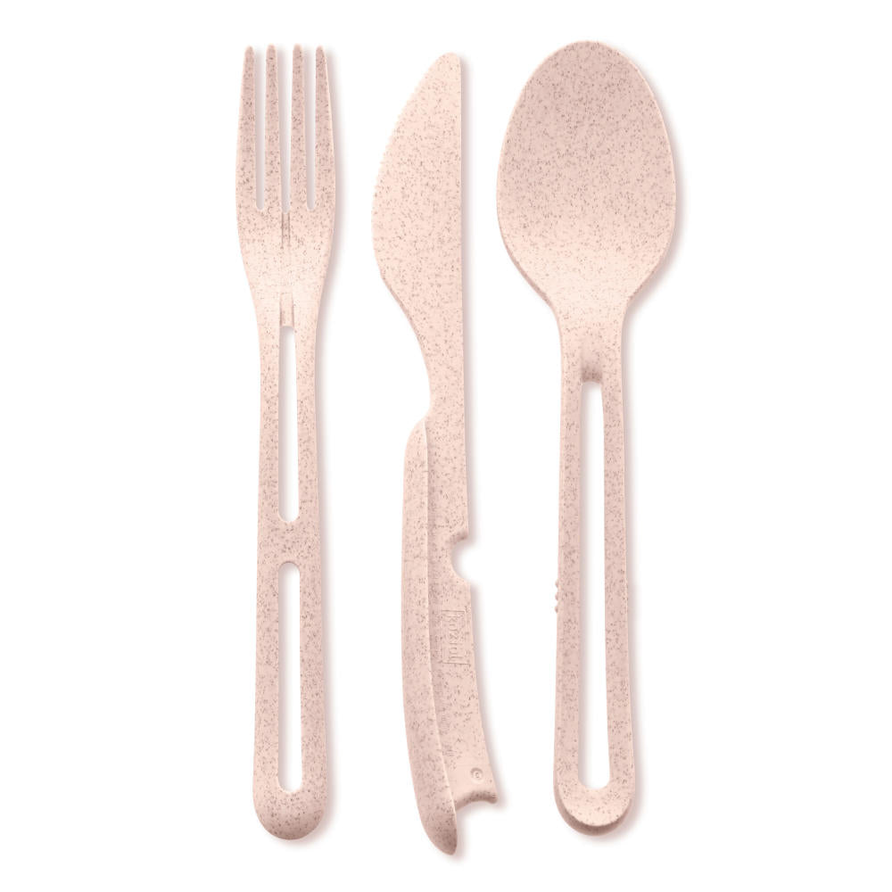 Koziol Klikk Besteck-Set, 3-tlg., Löffel, Gabel, Messer, Besteck, Kunststoff, Organic Pink, 22.2 cm, 4003669