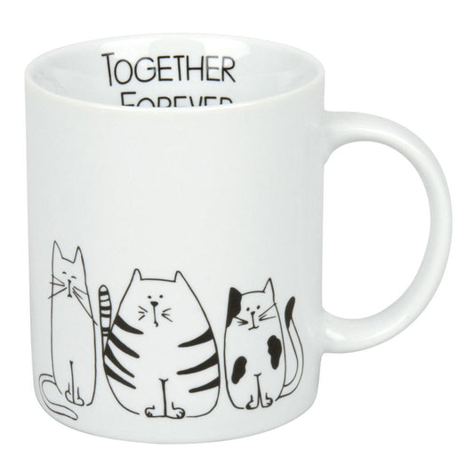 Könitz Funny Cats Becher, Tasse, Kaffeetasse, Porzellan, Katzen, Weiß, 300 ml, 11 1 002 2075