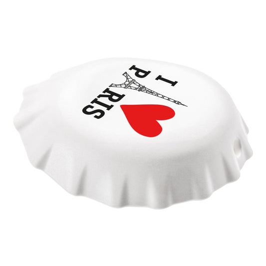 Koziol Plopp I Love Paris Flaschenöffner, Flaschen Öffner, Kapselöffner, Kunststoff, Weiß mit Schwarz / Rot, 3776525