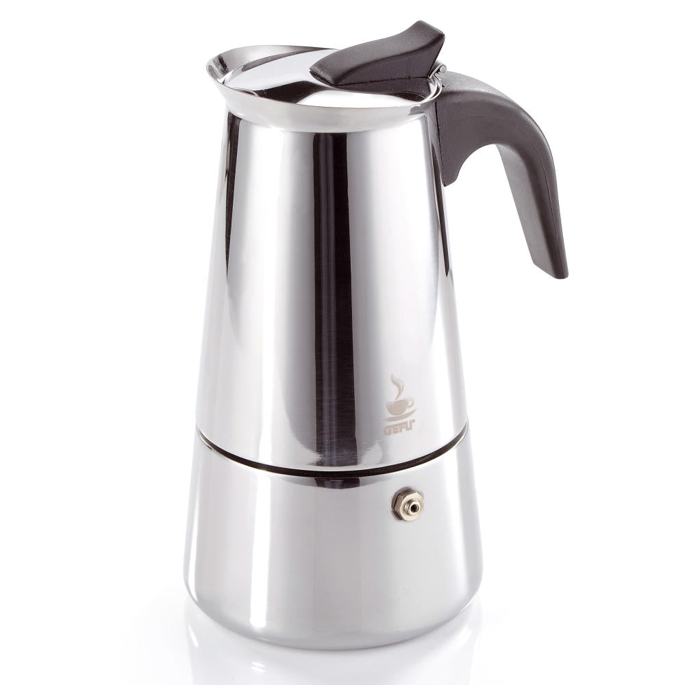 Gefu Espressokocher Emilio, Espresso-Kanne für 6 Tassen, Induktionsgeeignet, Spülmaschinengeeignet, Edelstahl / Kunststoff, 16160