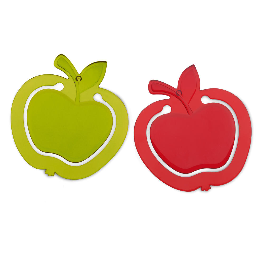 Koziol Mini Apple, 2er Set, Lesezeichen, Buchzeichen, Bookmark, 6.7 cm, Transparent Olivgrün / Rot, 5526428