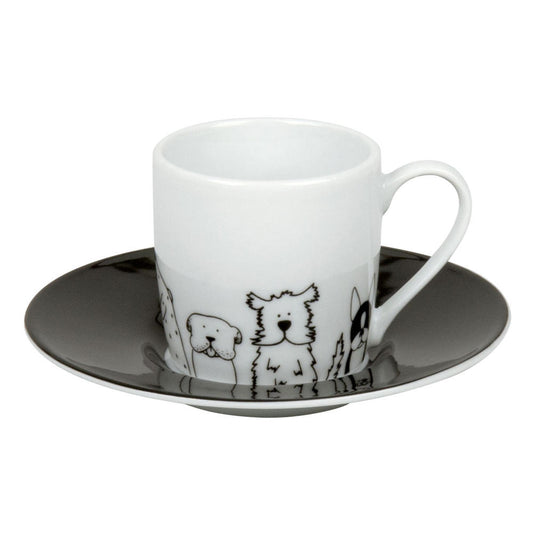 Könitz Funny Dogs Espresso Set, 2-tlg., Espresso Tasse, Becher, Untertasse, Porzellan, Hunde, 85 ml, 11 5 053 2076