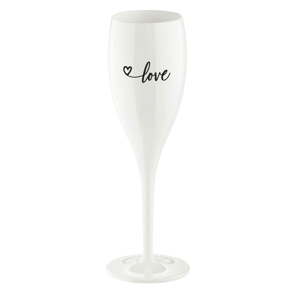 Koziol Cheers No.1 Love 2.0 Superglas mit Druck, Sektglas, Champagnerglas, Trinkglas, Glas, Cotton White, 100 ml, 3439525