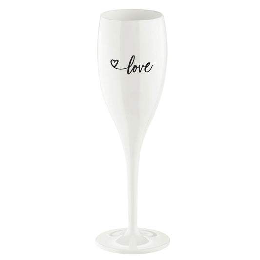 Koziol Cheers No.1 Love 2.0 Superglas mit Druck, Sektglas, Champagnerglas, Trinkglas, Glas, Cotton White, 100 ml, 3439525