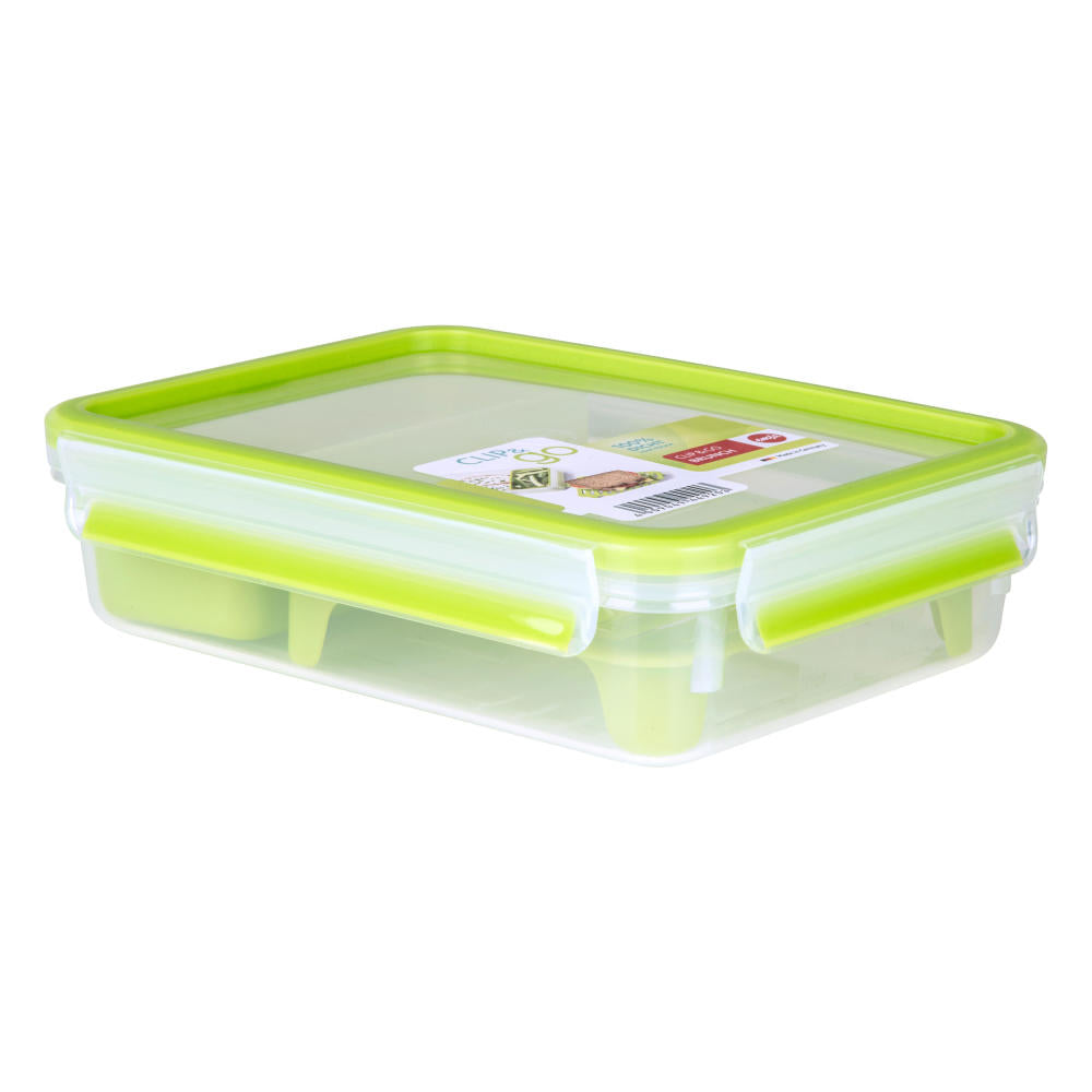 Emsa Clip &amp; Go freshness container, freshness box, container, storage container, clip box, plastic, green, 1.2 L, 518099