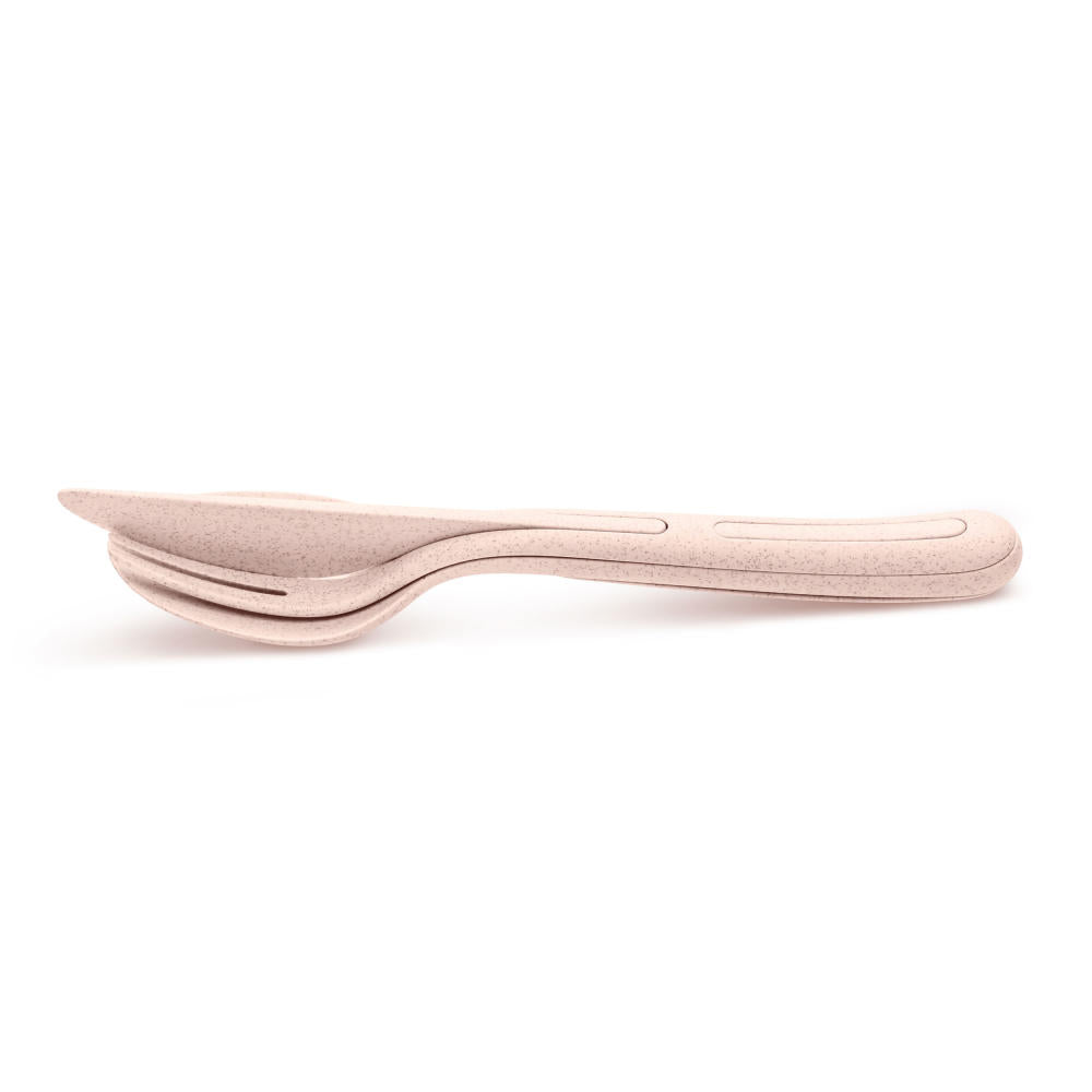 Koziol Klikk Besteck-Set, 3-tlg., Löffel, Gabel, Messer, Besteck, Kunststoff, Organic Pink, 22.2 cm, 4003669