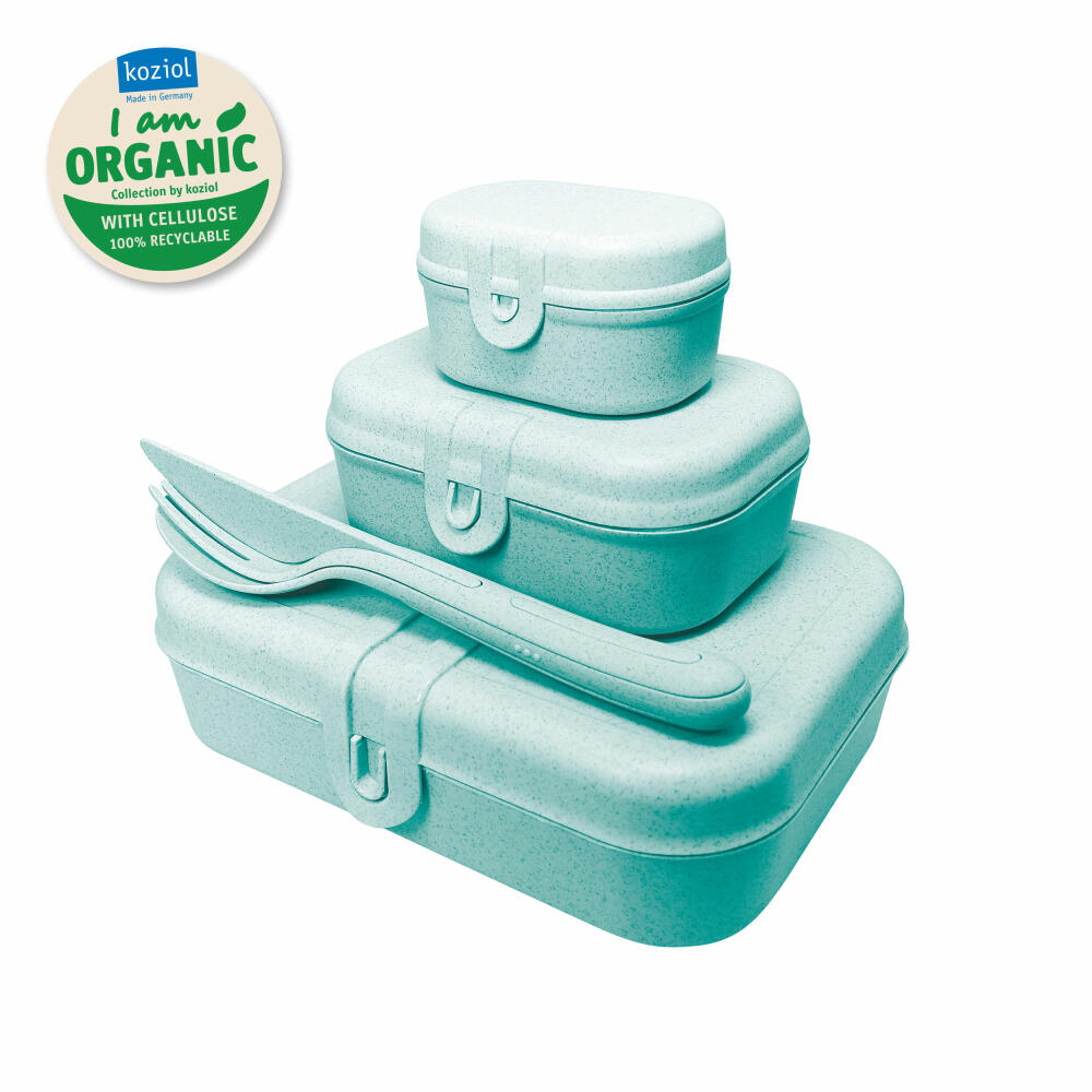 Koziol lunch box cutlery set Pascal Ready 4-piece, plastic, Organic Aqua, 3168678