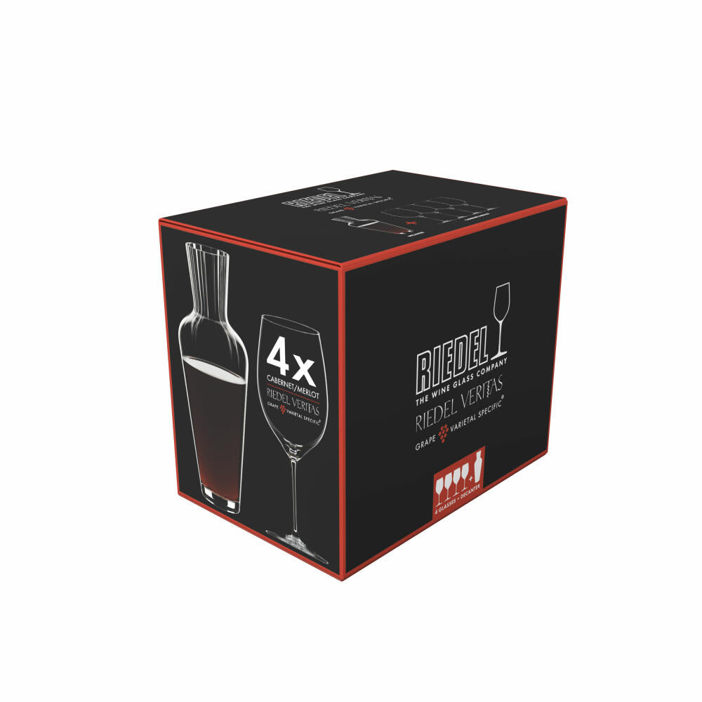 Riedel Veritas Cabernet Merlot Mosel, 5-tlg., Rotweingläser, Dekanter, Rotweinglas, 5449/0-MOS