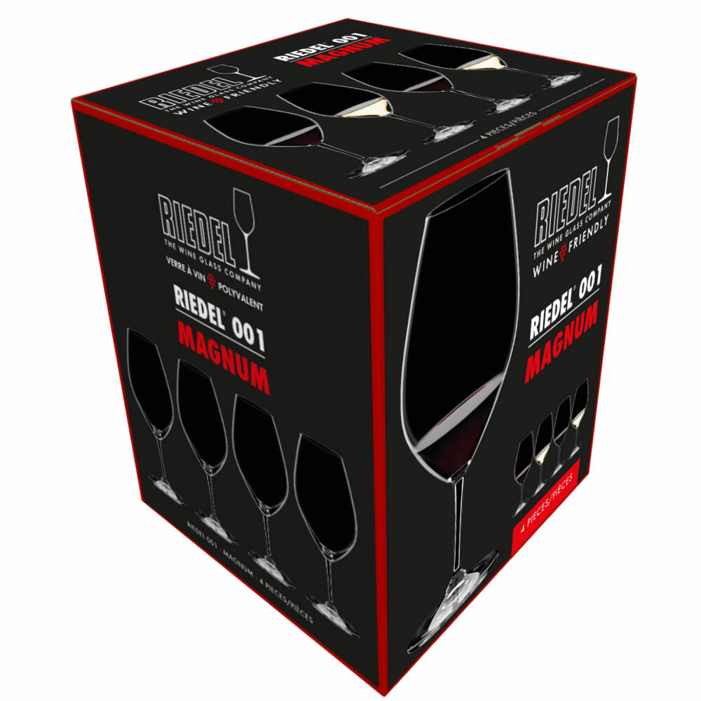 Riedel Wine Friendly 001 Magnum, 4er Set, Weinglas, Rotweinglas, Weißweinglas, Rotwein Glas, Kristallglas, 995 ml, 6422-01-4