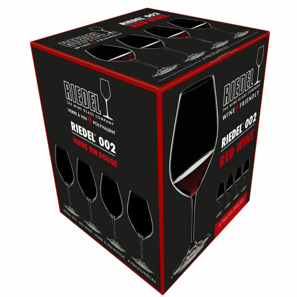 Riedel Wine Friendly Red Wine 002, set of 4, red wine glass, red wine glass, wine glass, crystal glass, 667 ml, 6422/02-4