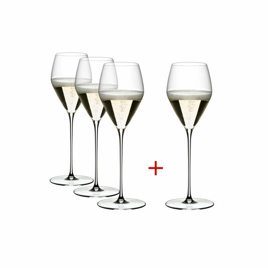 Riedel Veloce Champagne Wine Glass, 4er Vorteilsset, Champagnerglas, Weinglas, Kristallglas, 327 ml, 5330/28