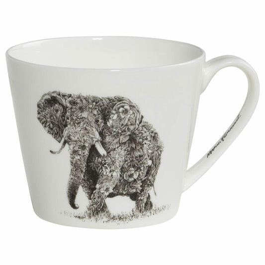 Maxwell & Williams Becher Marini Ferlazzo - African Elephant breit, Porzellan, Schwarz, Weiß, 450 ml, DX0510