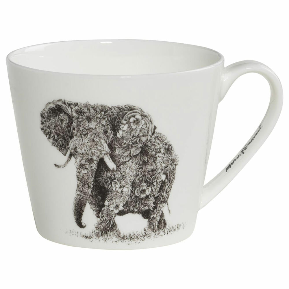 Maxwell & Williams Becher Marini Ferlazzo - African Elephant breit, Porzellan, Schwarz, Weiß, 450 ml, DX0510