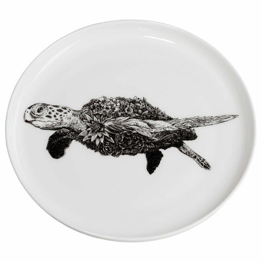 Maxwell & Williams Teller Marini Ferlazzo Green Sea Turtle, Porzellan, Schwarz, Weiß, 20 cm, DX0529
