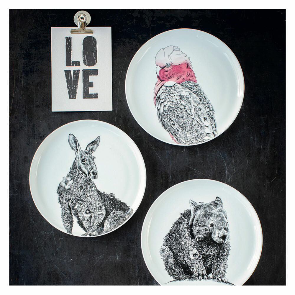 Maxwell & Williams Marini Ferlazzo Teller Kangaroo, Speiseteller, Premium-Keramik, Schwarz, Weiß, 20 cm, DX0555