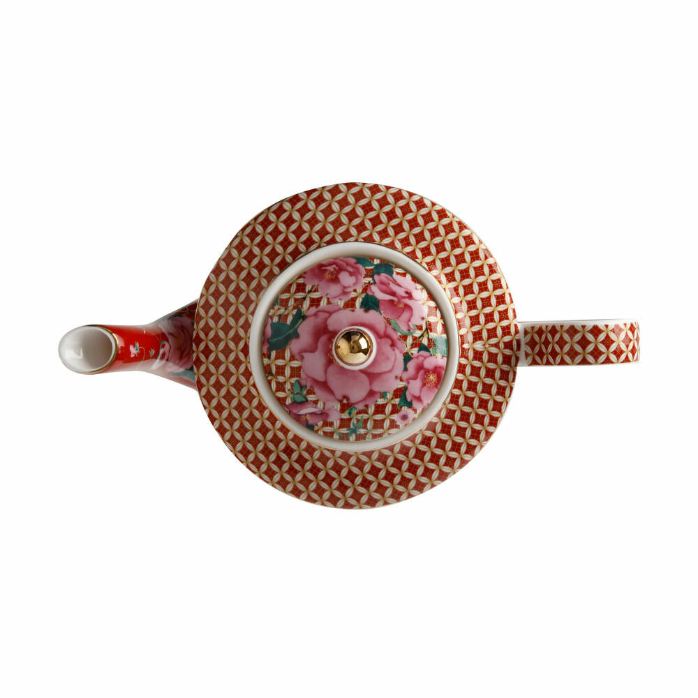 Maxwell & Williams TC Silk Road Teekanne mit Sieb, Kanne, in Geschenkbox, Porzellan, Rot, 500 ml, HV0155