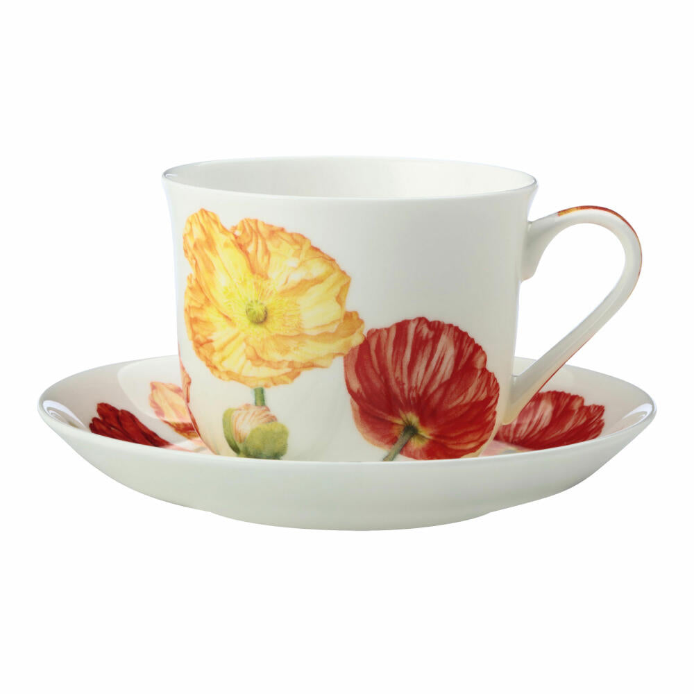 Maxwell &amp; Williams Cup with Saucer - Katherine Castle Floriade, Poppy, Bone China, Multi-Coloured, 480 ml, JY0033