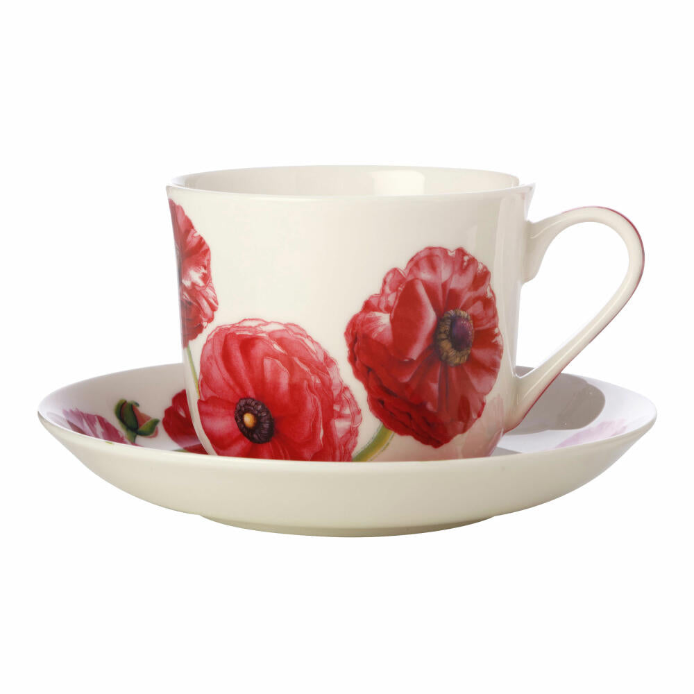 Maxwell &amp; Williams Cup with Saucer - Katherine Castle Floriade, Ranunculus, Bone China, Colorful, 480 ml, JY0035