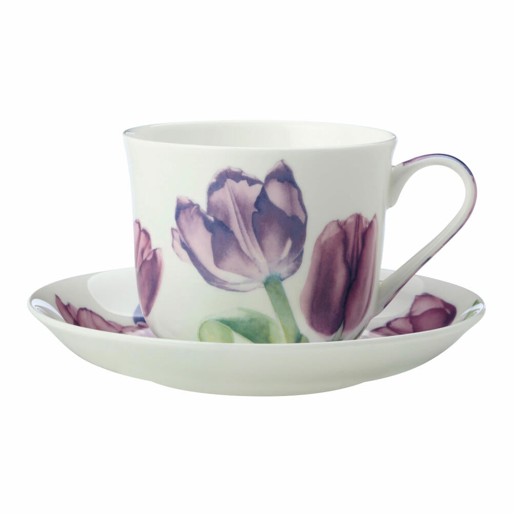 Maxwell &amp; Williams Cup with Saucer - Katherine Castle Floriade, Tulip, Bone China, Multi-Coloured, 480 ml, JY0036