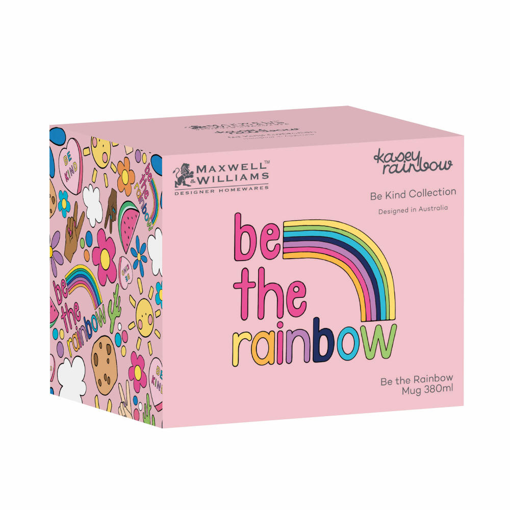 Maxwell &amp; Williams Mug Be Kind - Be The Rainbow, Coffee Mug, Cup, Porcelain, Colorful, 380 ml, DX1072