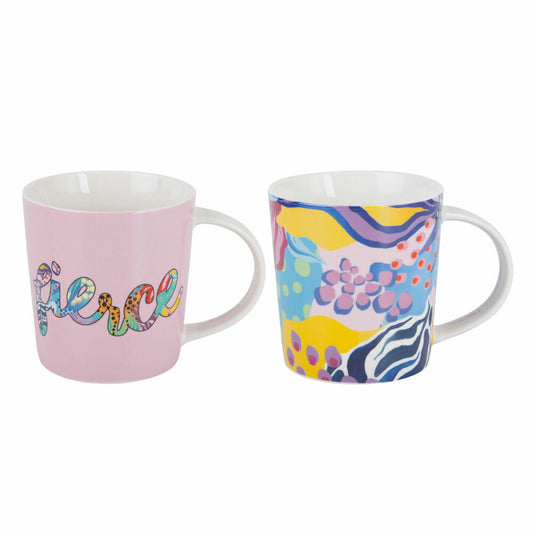 Maxwell & Williams BE FIERCE Becher-Set Fiece, 2er Set, Kaffeebecher, Teetasse, Tasse, in Geschenkbox, Porzellan, 380 ml, DX1283