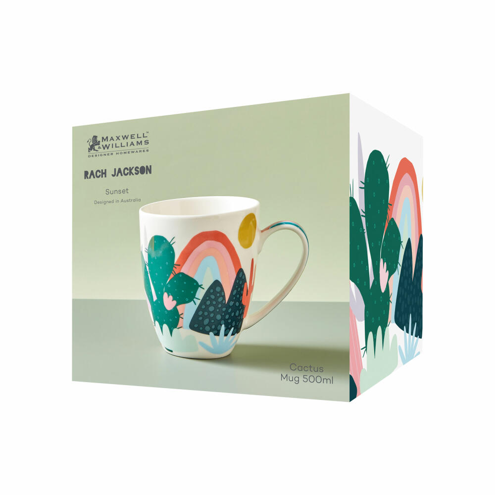 Maxwell &amp; Williams RJ Sunset Mug Cactus, Coffee Mug, Tea Cup, Cup, in Gift Box, Porcelain, 510 ml, DX1329