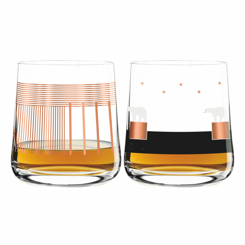 Ritzenhoff Next Whisky Tumbler, 2er Set mit Reinigungstuch, Nr. 3, 25 Jahre, Alessandro Gottardo, Piero Lissoni, Glas, 250 ml