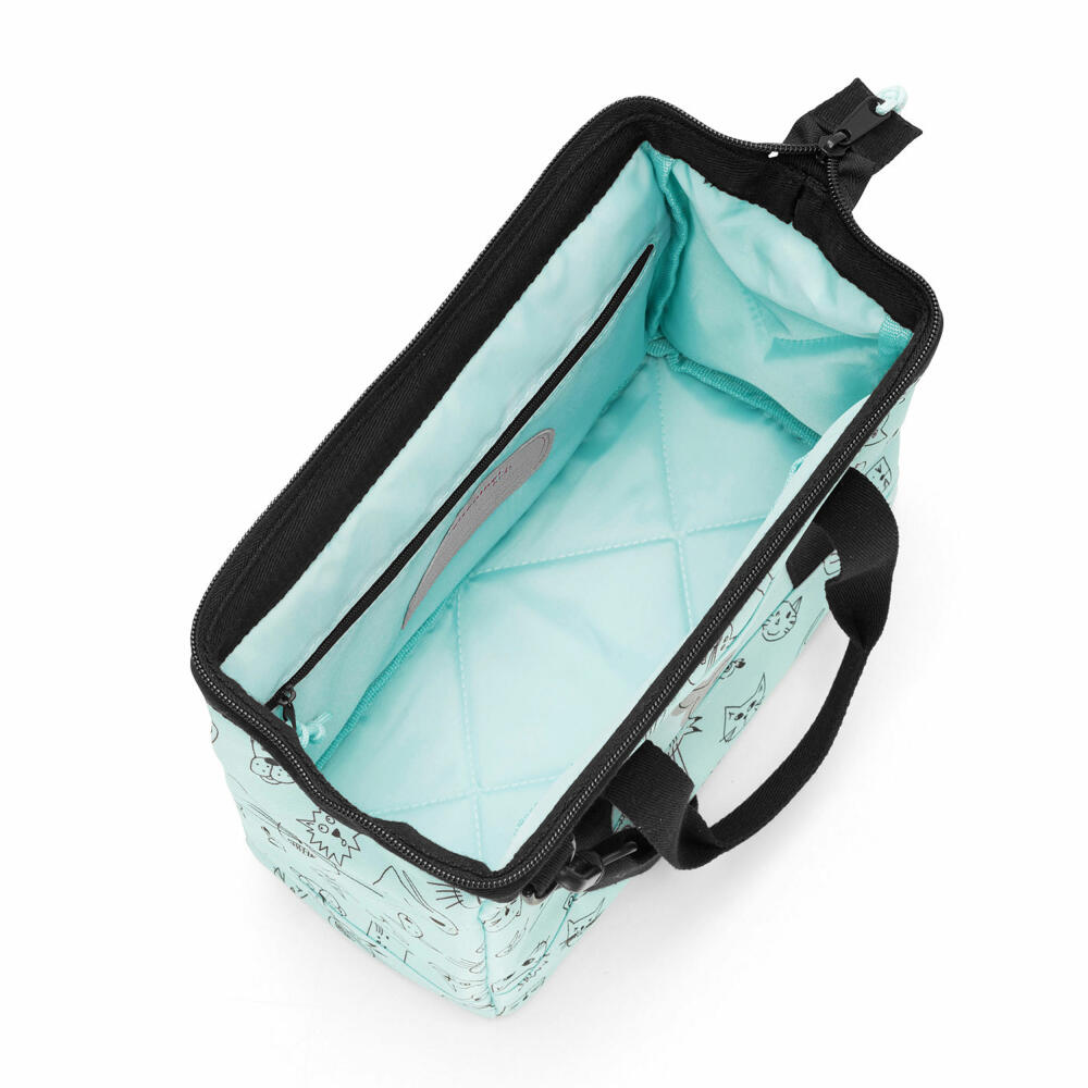 reisenthel allrounder XS kids, Reisetasche, Sporttasche, Schultertasche, Doktortasche, Tasche, Polyestergewebe, Cats And Dogs, Mint, 5 L, IQ4062