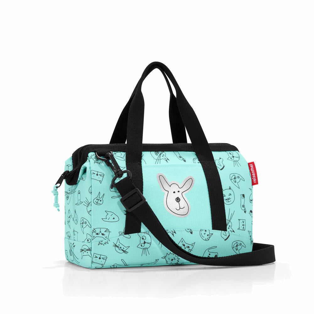 reisenthel allrounder XS kids, Reisetasche, Sporttasche, Schultertasche, Doktortasche, Tasche, Polyestergewebe, Cats And Dogs, Mint, 5 L, IQ4062