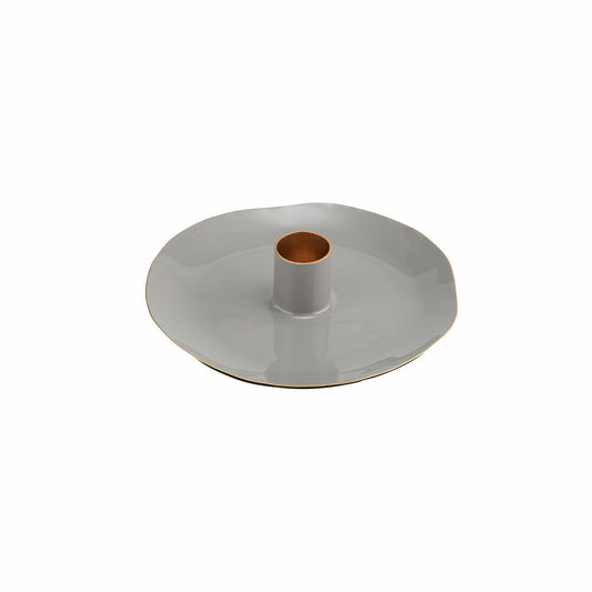 Gift Company Elektra candle holder, round, candlestick, candle holder, iron, grey, Ø 13.3 cm, 1093201004