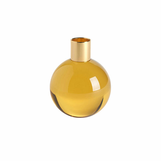 Gift Company Dioptrics candle holder, ball, candlestick, candle holder, crystal glass, yellow, H 9.5 cm, 15601010