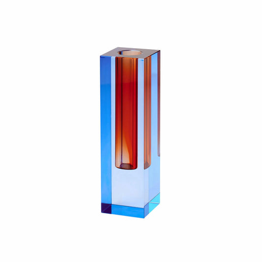 Gift Company Vase Sari, decorative vase, flower vase, crystal glass, blue, orange, 17 cm, 1097104009