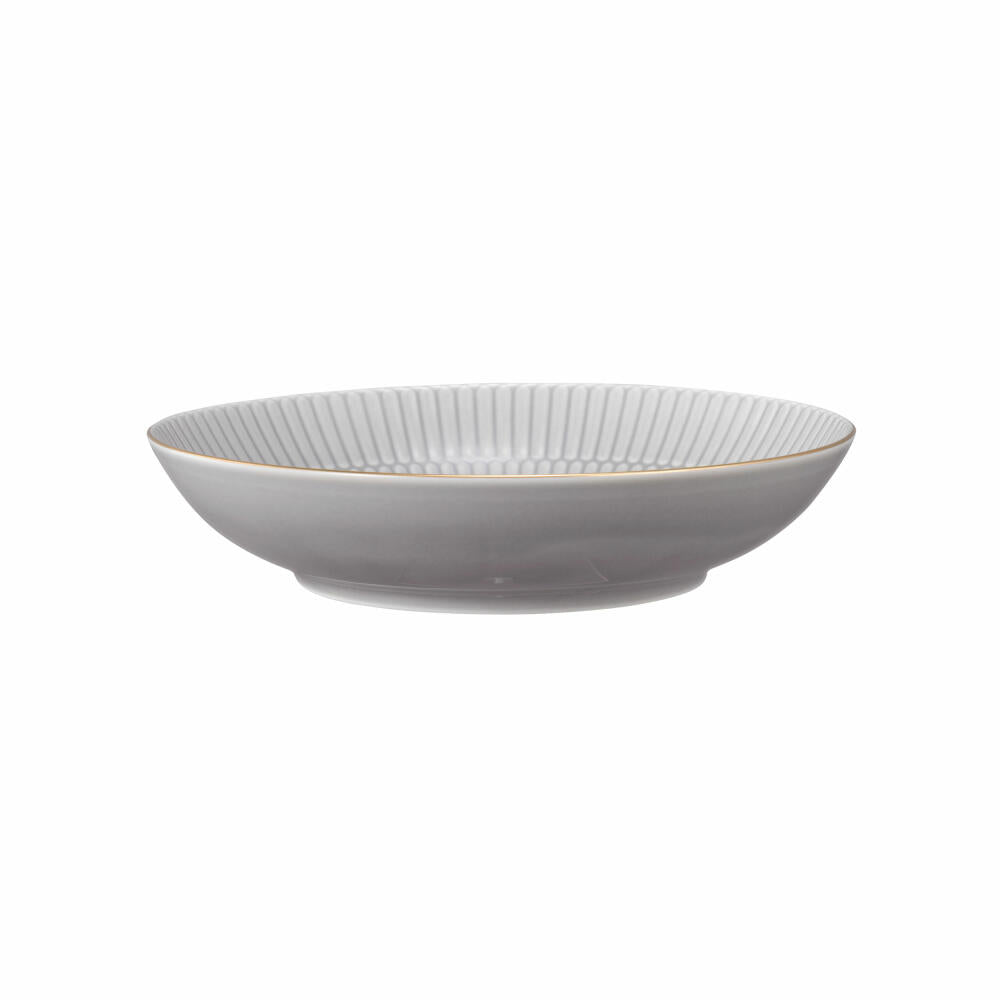 Seltmann Weiden Suppenteller Rund Amina Silbergrau Goldrand, Speiseteller, Porzellan, Grau, 21.2 cm, 001.776125