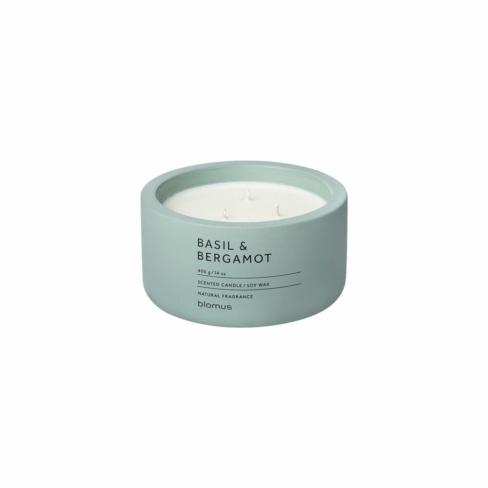 Blomus scented candle Fraga, room fragrance, concrete, Pine Gray, scent Basil &amp; Bergamot, 66451