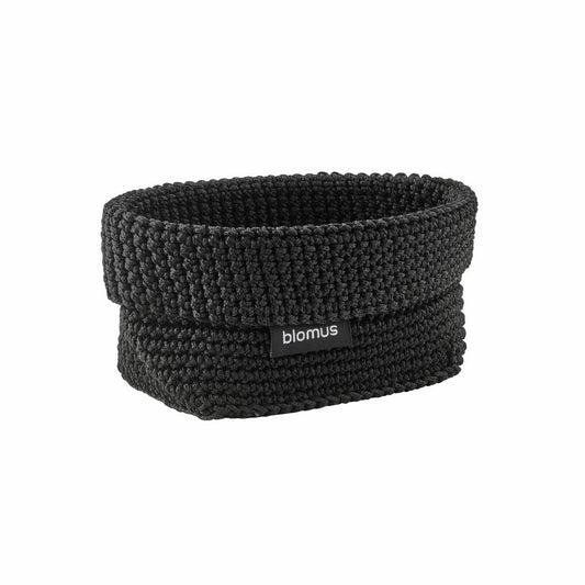 Blomus crochet basket Tela, storage basket for the bathroom, synthetic fiber, black, M, 66470