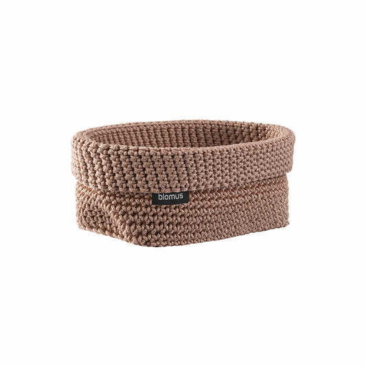 Blomus crochet basket Tela, storage basket for the bathroom, synthetic fiber, Bark, L, 66472