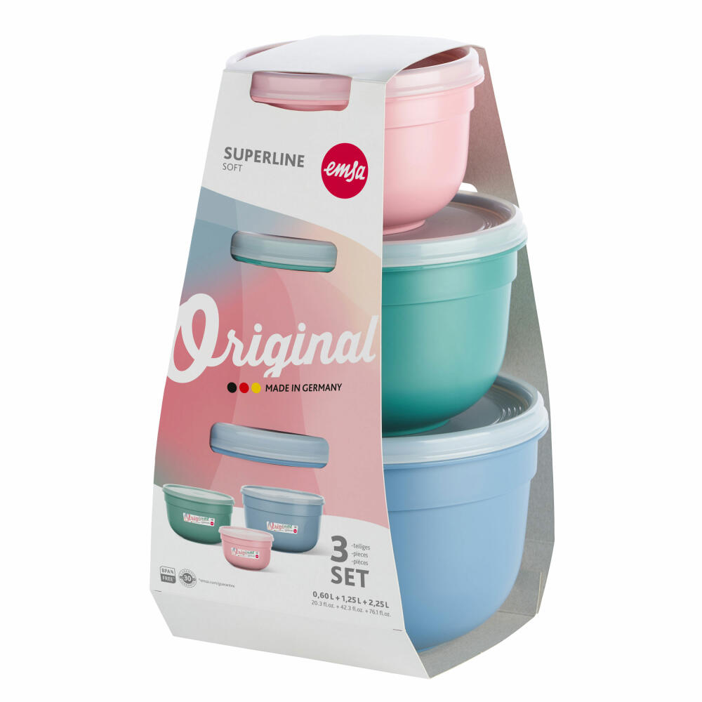 EMSA Superline storage container set, 3-piece, storage container, food storage container, plastic, N10822