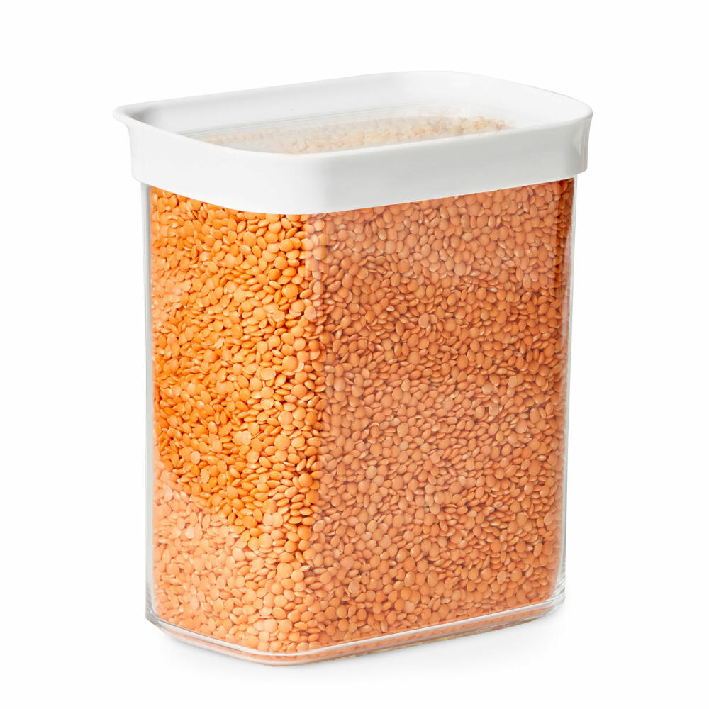 EMSA Optima dry storage container rectangular, portrait format, storage container, freshness container, plastic, transparent / white, 1.6 L, N11420