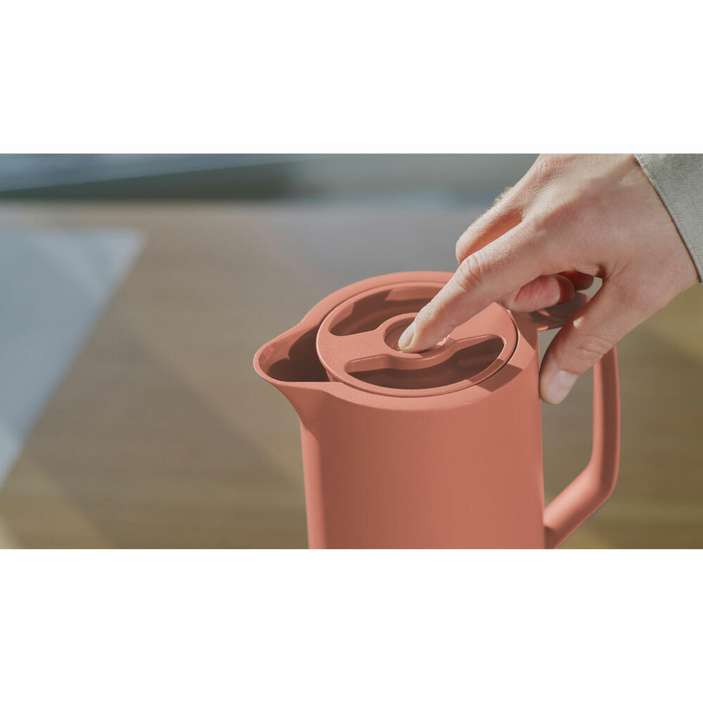 EMSA Motiva Isolierkanne, Isokanne, Kanne, Kaffeekanne, Edelstahl, Glas-Isolierkolben, Terrakotta, 1 L, N41709
