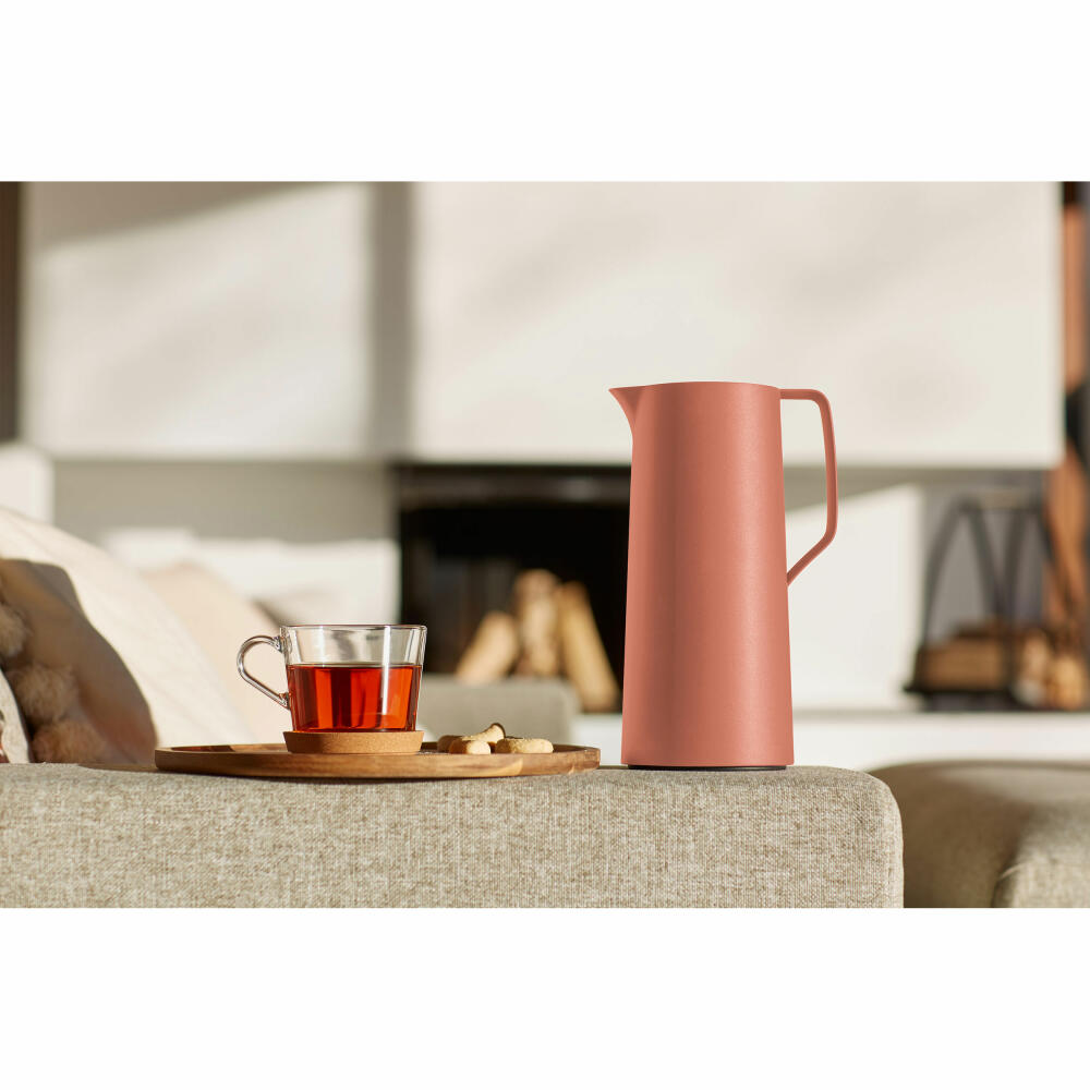 EMSA Motiva Isolierkanne, Isokanne, Kanne, Kaffeekanne, Edelstahl, Glas-Isolierkolben, Terrakotta, 1 L, N41709