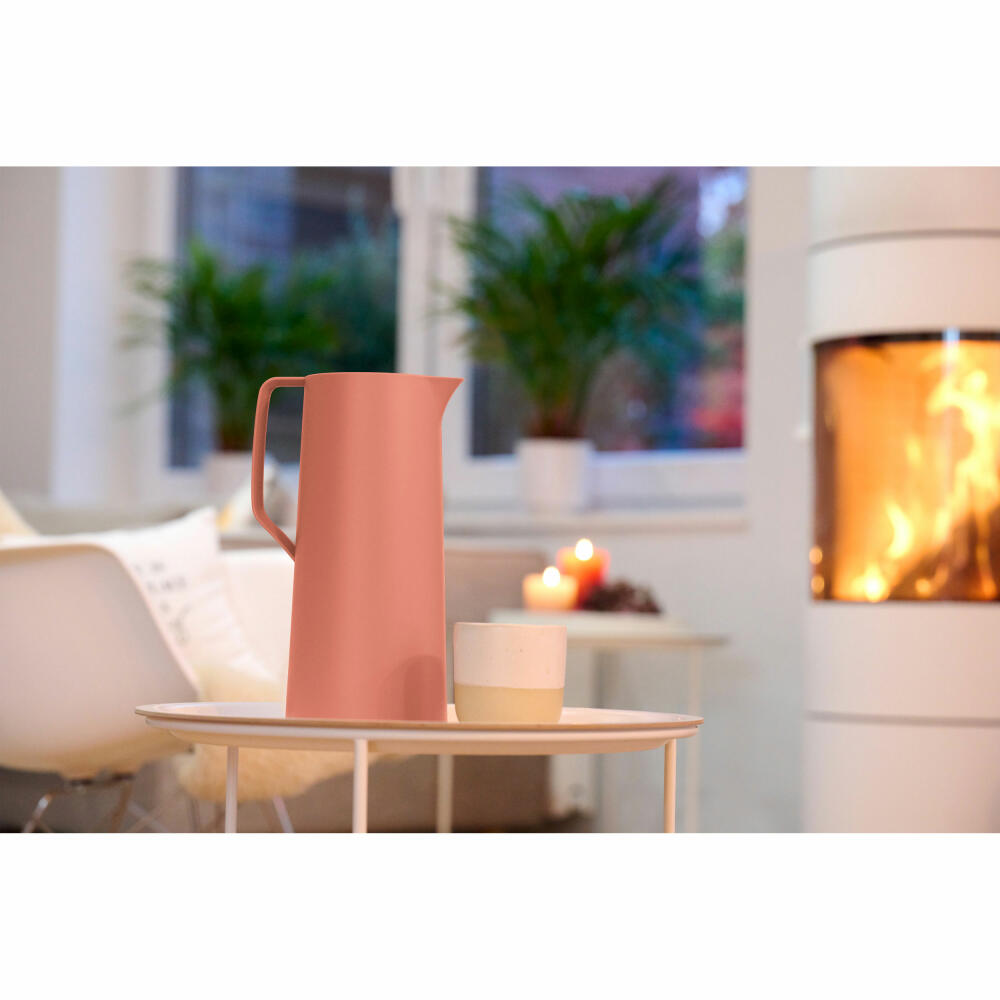 EMSA Motiva Isolierkanne, Isokanne, Kanne, Kaffeekanne, Edelstahl, Glas-Isolierkolben, Terrakotta, 1 L, N41709