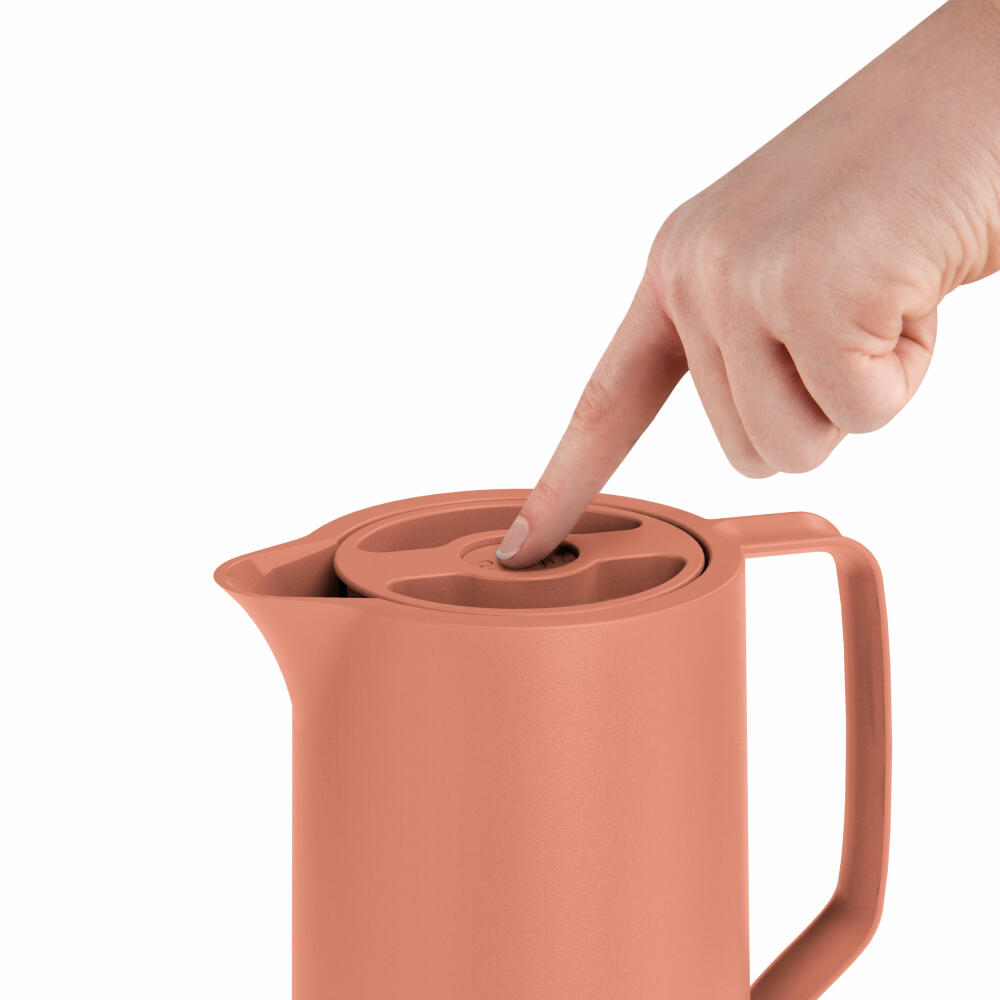 EMSA Motiva Isolierkanne, Isokanne, Kanne, Kaffeekanne, Edelstahl, Glas-Isolierkolben, Terrakotta, 1 L, N41709
