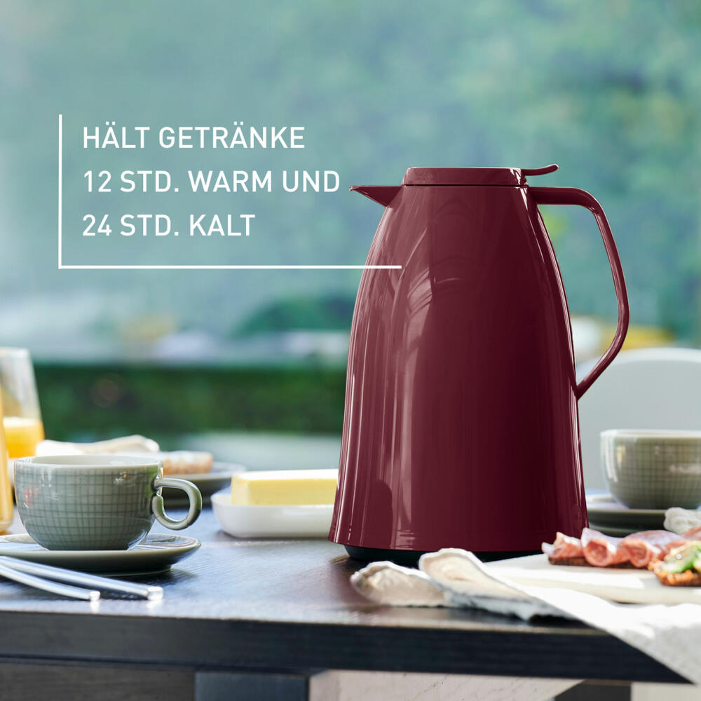 Emsa Mambo QT Isokanne, Kanne, Kaffeekanne, Thermokanne, Kunststoff, Hochglanz Weinrot, 1 L, 517007