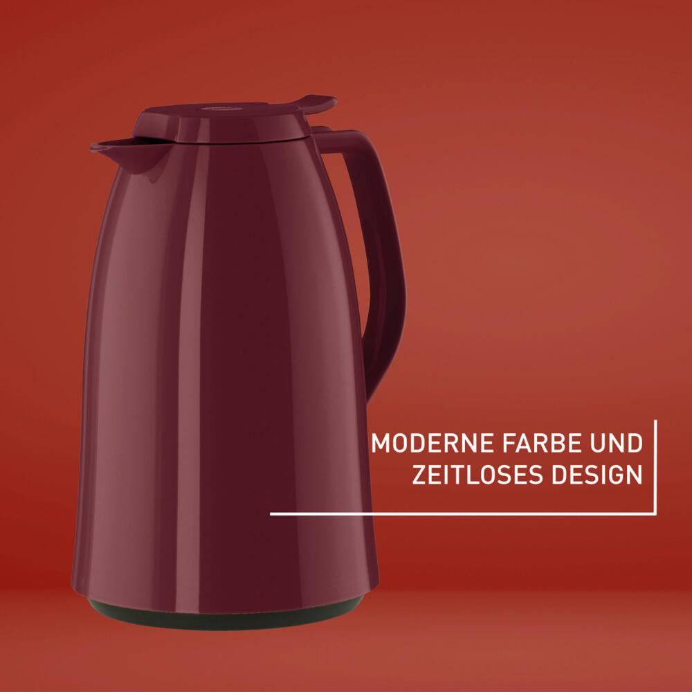 Emsa Mambo QT Isokanne, Kanne, Kaffeekanne, Thermokanne, Kunststoff, Hochglanz Weinrot, 1 L, 517007