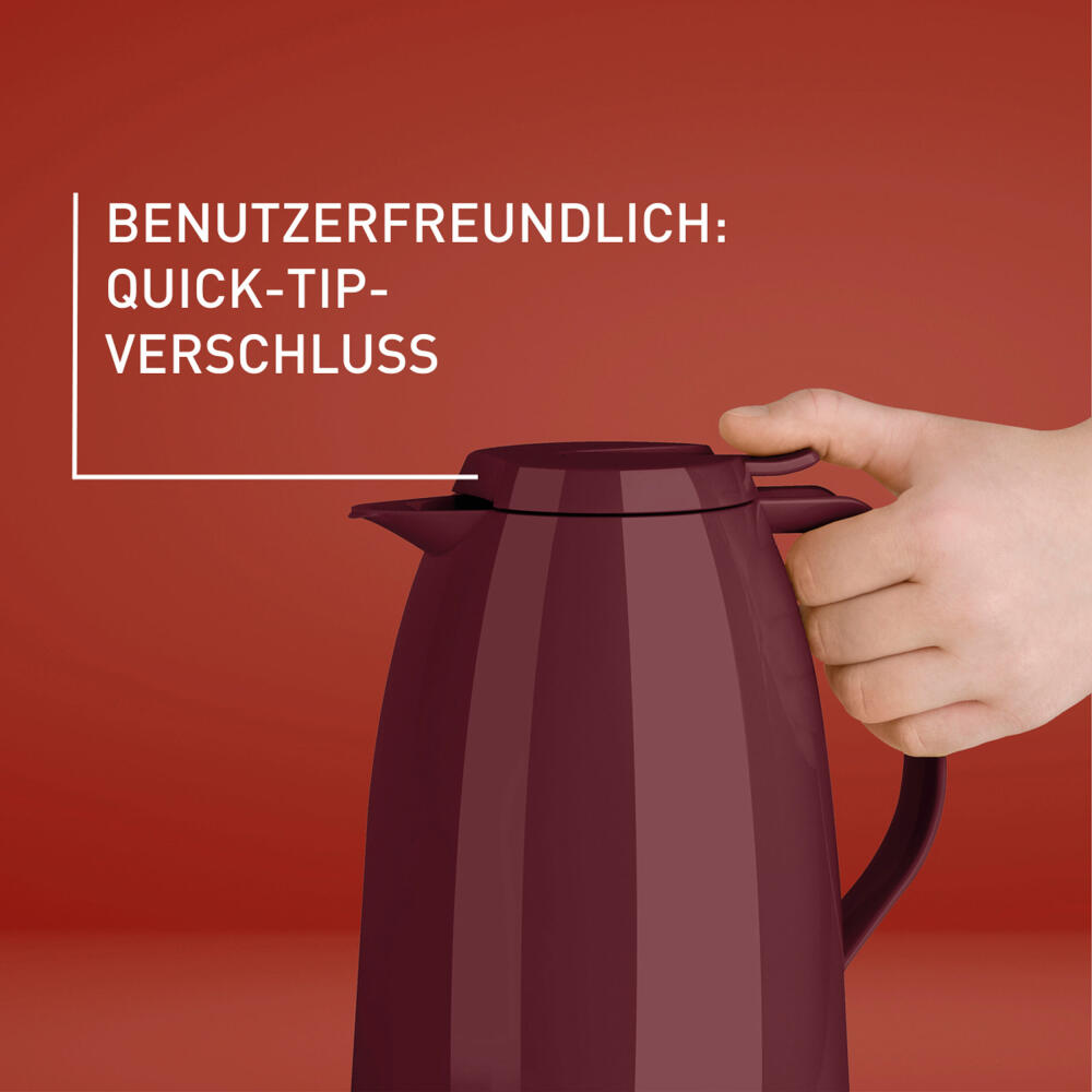 Emsa Mambo QT Isokanne, Kanne, Kaffeekanne, Thermokanne, Kunststoff, Hochglanz Weinrot, 1 L, 517007